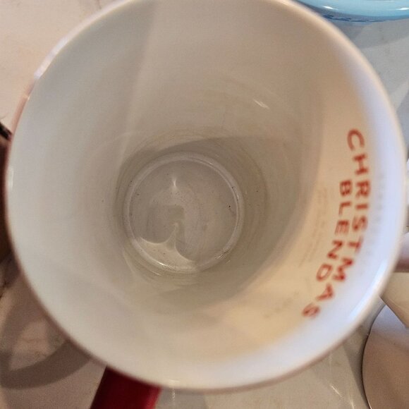 Starbucks Christmas Blend 2014 30th Anniversary Coffee Mug Mermaid 12 Oz Red - Picture 6 of 8